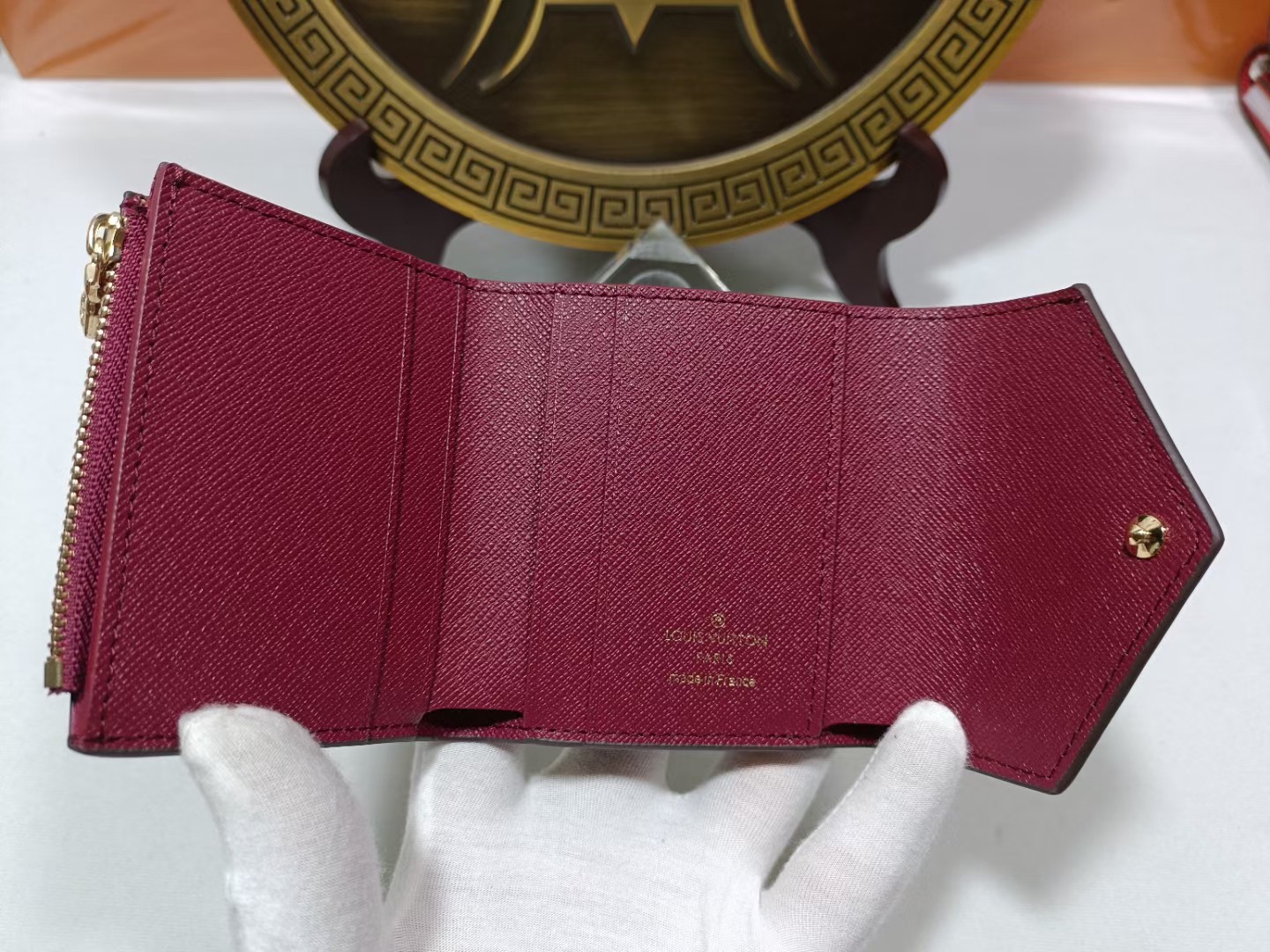 Premium Leather Bifold Wallet on a table