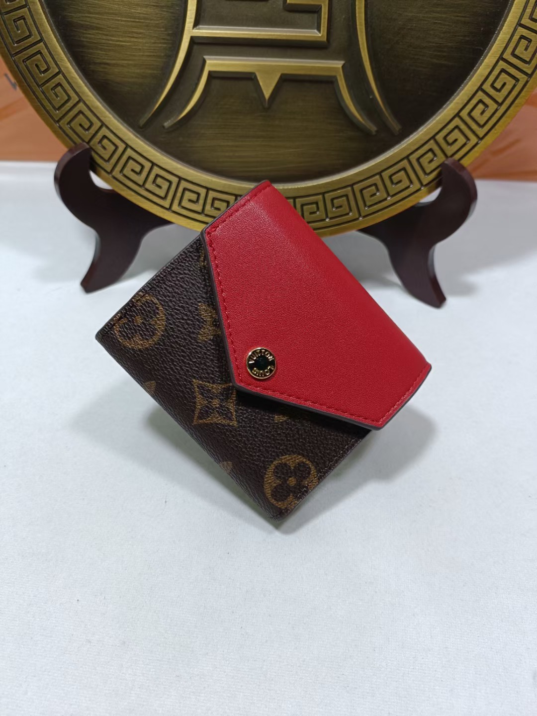 Close-up of leather wallet texture