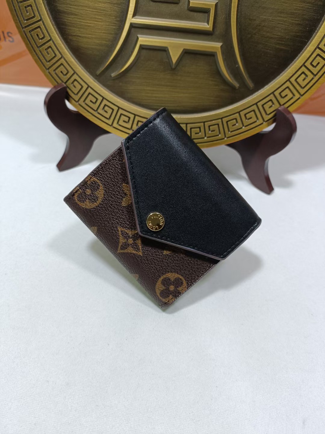 Close-up of leather wallet texture