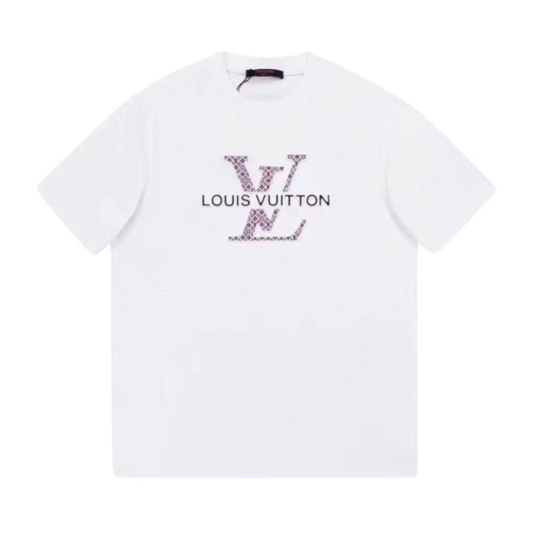 Louis Vuitton Abbigliamento T-Shirt Bianco Unisex Cotone a maglia Lavorazione Collezione estiva Maniche corte