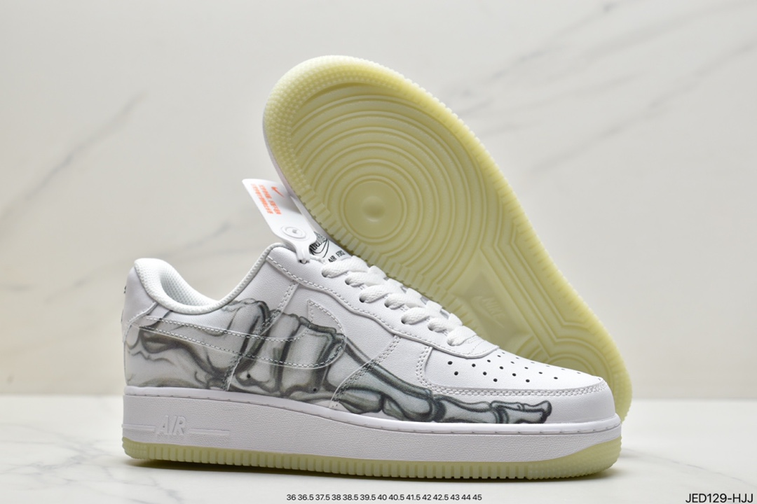 150 真标耐克Nike Air Force 1 ‘07 Skelton QS万圣节黑色骨骼空军一号低帮BQ7541-001