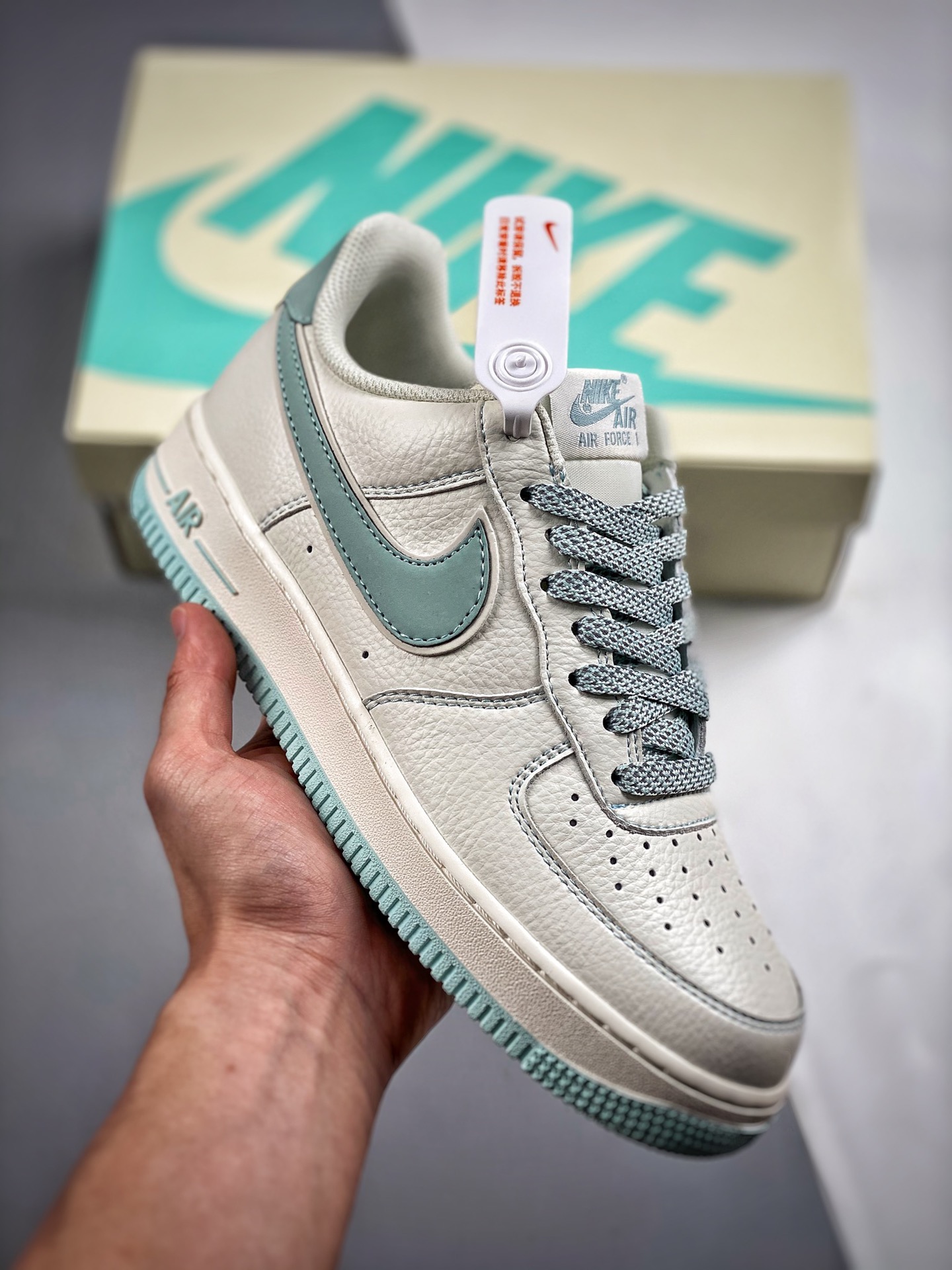 -3 Nike Air Force 1 '07, reflectante 3M, blanco y azul, zapatillas de skate casuales de caña baja Air Force 1, horma y …