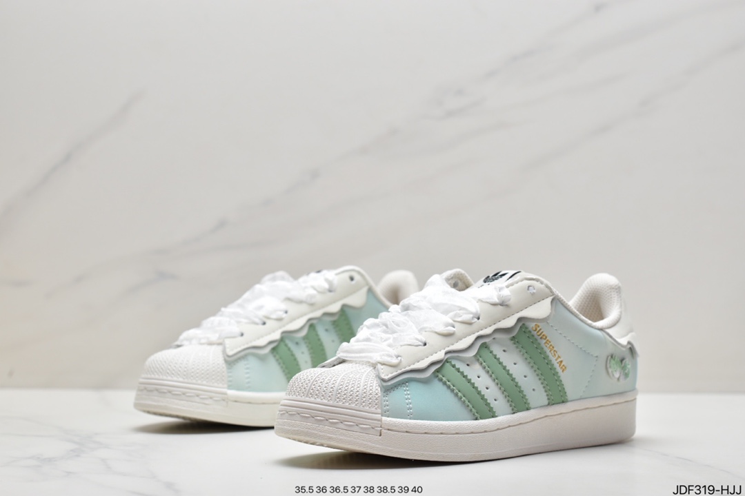 Adidas Adidas Clover Originals Superstar ”Sail/Green/Lace” Shell Head Series Low Top Classic All-match Casual Sports Sneakers GW4441