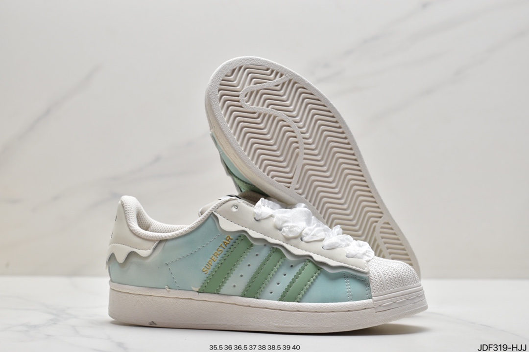 Adidas Adidas Clover Originals Superstar ”Sail/Green/Lace” Shell Head Series Low Top Classic All-match Casual Sports Sneakers GW4441