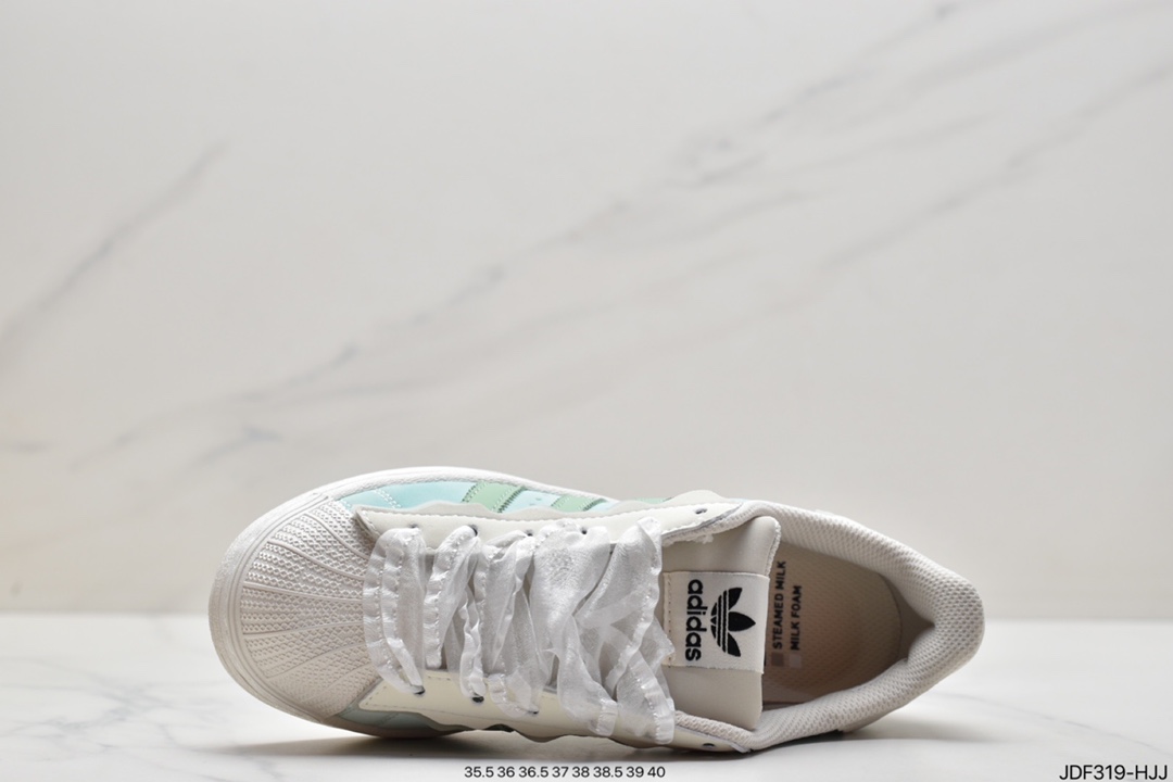 Adidas Adidas Clover Originals Superstar ”Sail/Green/Lace” Shell Head Series Low Top Classic All-match Casual Sports Sneakers GW4441