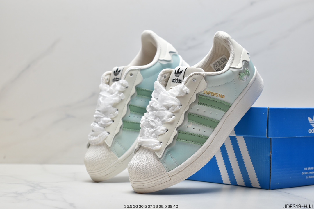 Adidas Adidas Clover Originals Superstar ”Sail/Green/Lace” Shell Head Series Low Top Classic All-match Casual Sports Sneakers GW4441