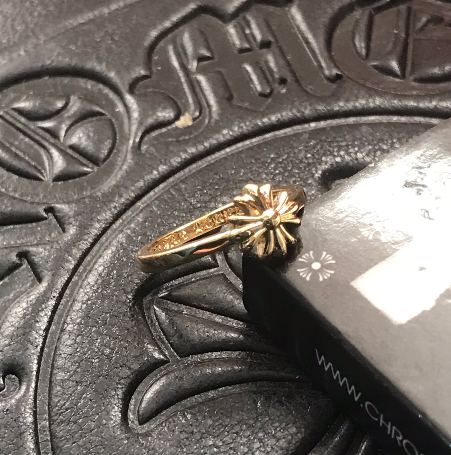 Chrome Hearts 高版本克罗心22K方十字花小戒指