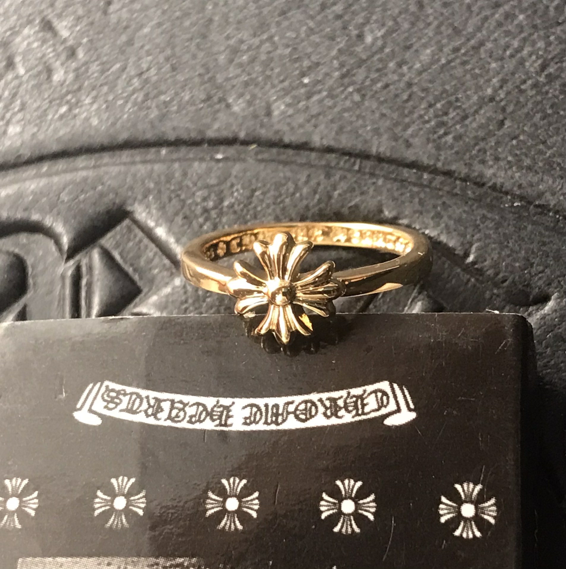 Chrome Hearts 高版本克罗心22K方十字花小戒指
