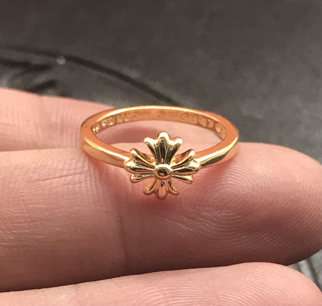 Chrome Hearts 高版本克罗心22K方十字花小戒指