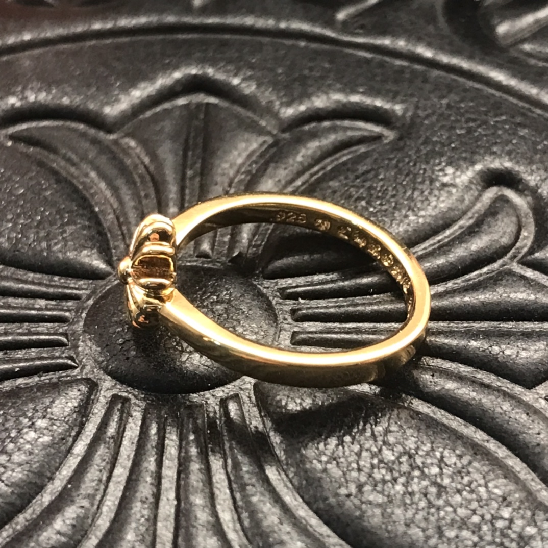 Chrome Hearts 高版本克罗心22K方十字花小戒指