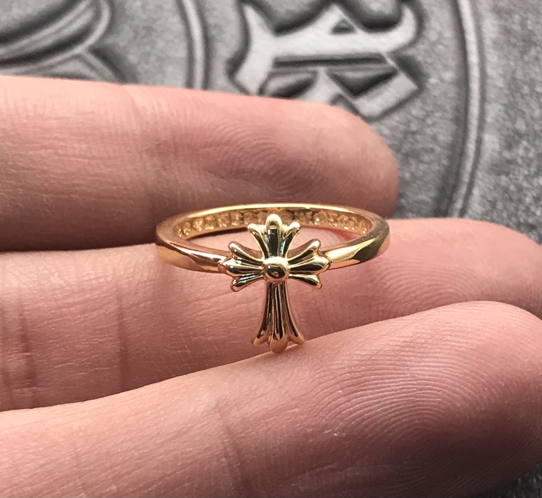 Chrome Hearts 高版本克罗心22K十字花小戒指