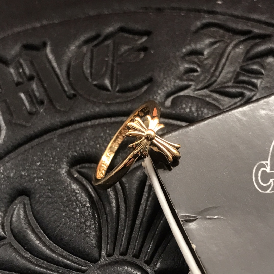 Chrome Hearts 高版本克罗心22K十字花小戒指