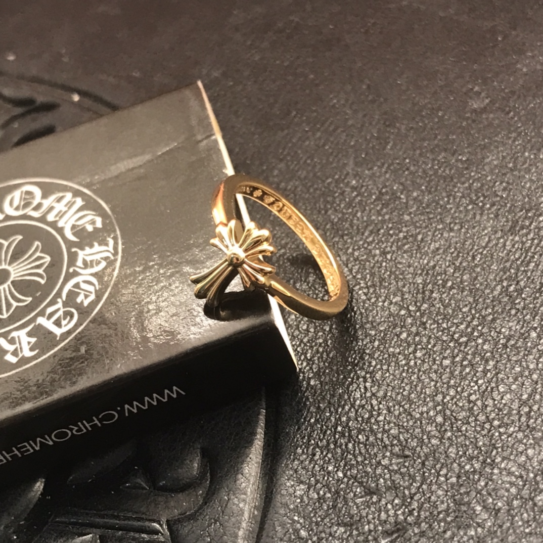 Chrome Hearts 高版本克罗心22K十字花小戒指