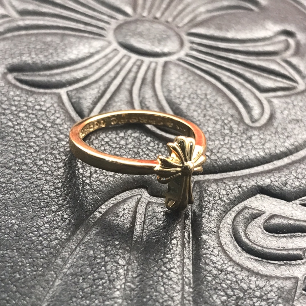 Chrome Hearts 高版本克罗心22K十字花小戒指