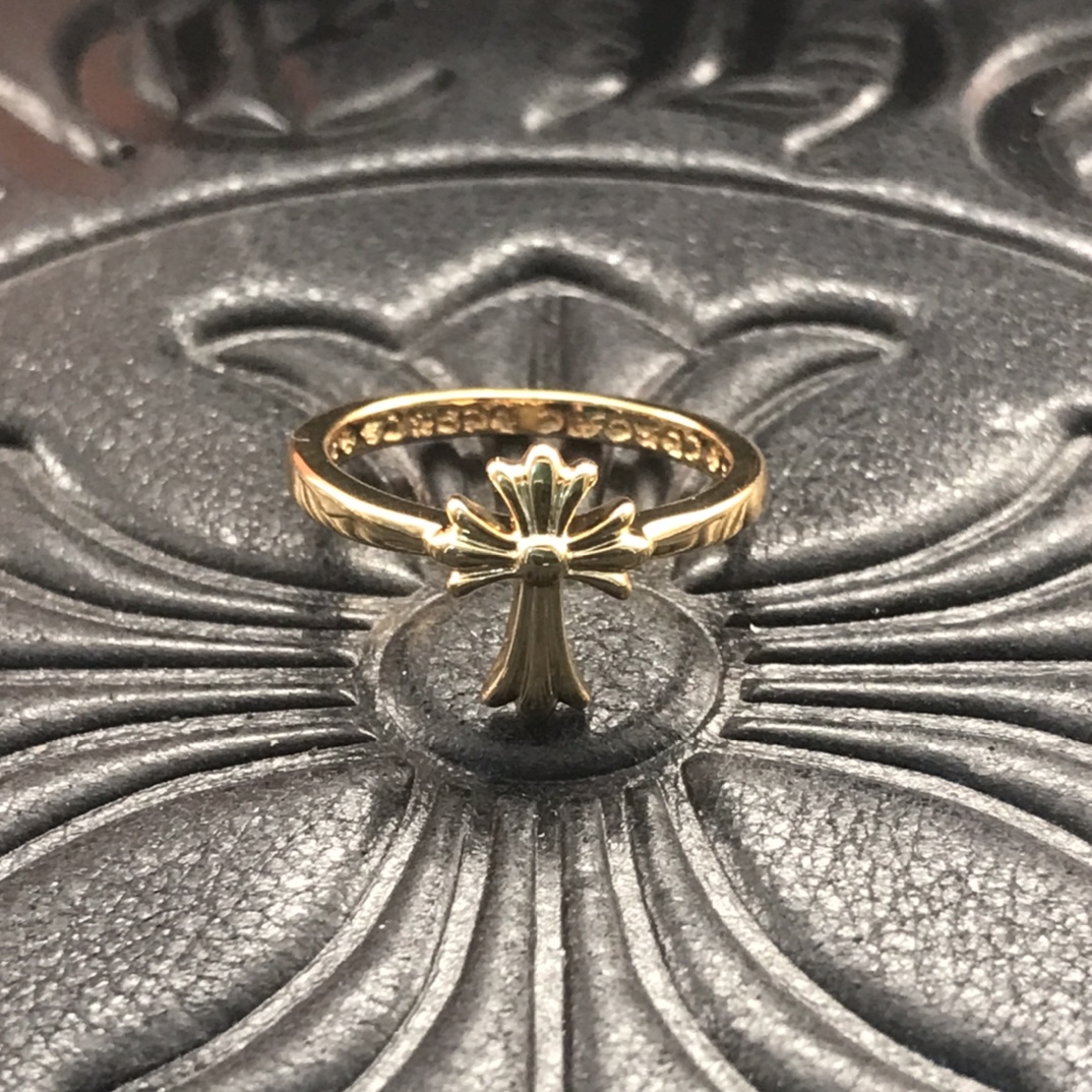 Chrome Hearts 高版本克罗心22K十字花小戒指