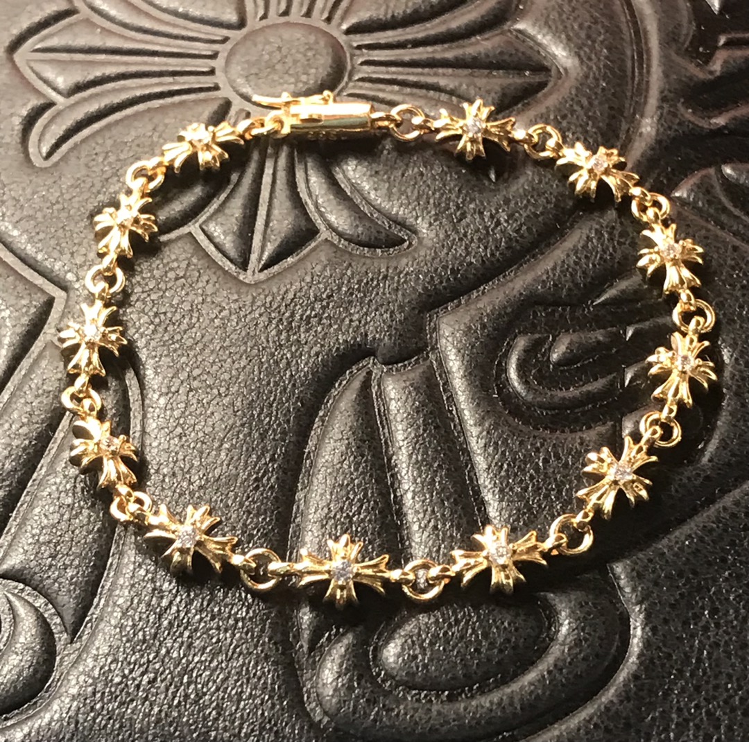 NO:582097,High version chrome hearts 22K diamond cross flower bracelet size 17, 18, 19, 21, jewelry boutique, chrome hearts, bracelet19860909高版本克罗心22K镶钻十字花手链 尺寸17、18、19、21,饰品精品,chrome hearts,bracelet,Jewelry