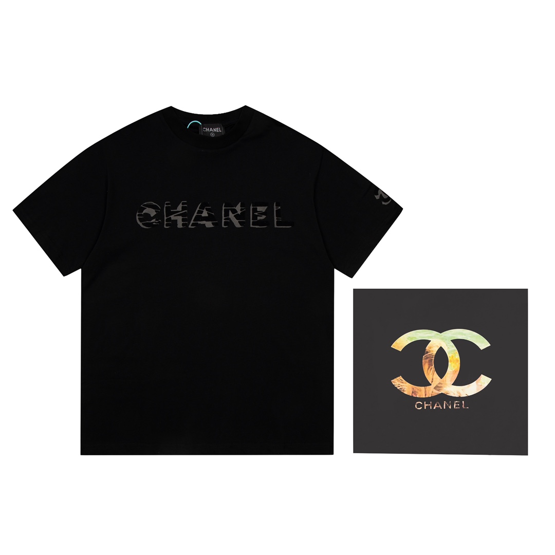 Número de modelo A08-2, tallas XS-S-M-L, en negro/blanco, corte holgado OS, unisex, CHANEL 2021 primavera/verano, camis…
