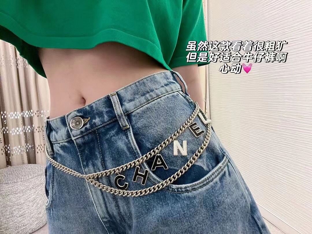 小香 Chanel 2022新品黑白字母腰链 代购级别 一比一品质 香奈鹅 系列 经典cc logo 风