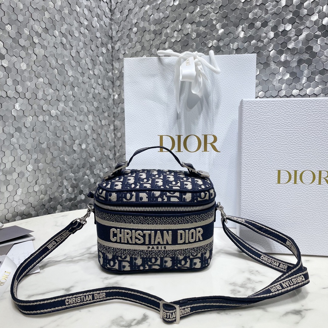 Dior Handbags Cosmetic Bags Embroidery Oblique