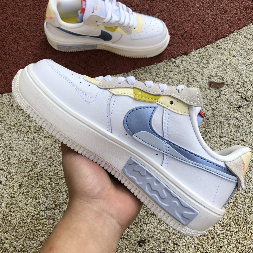 AF1 white, yellow and blue low Nike Air Force 1 Fontanka white, yellow and blue low-top casual sneakers DV2175 -100