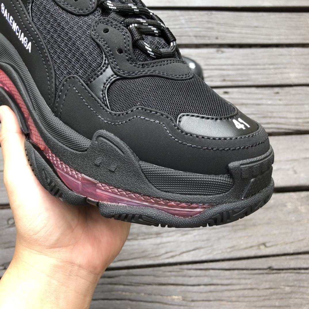 Balenciaga air cushion black powder Balenciaga Balenciaga Triple S Clear Sole non-slip wear-resistant fashion low-top dad shoes