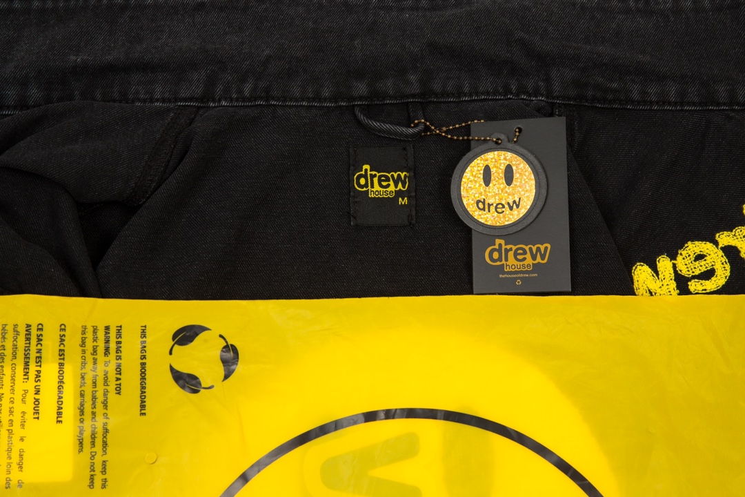 KL#8016 Drew House Cowboy Coat with Smiley Face Pattern in Black, 100% Cotton. - 图片 9