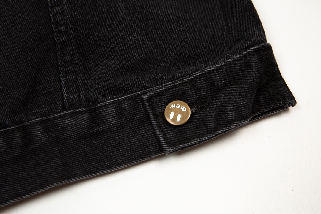 KL#8016 Drew House Cowboy Coat with Smiley Face Pattern in Black, 100% Cotton. - 图片 5