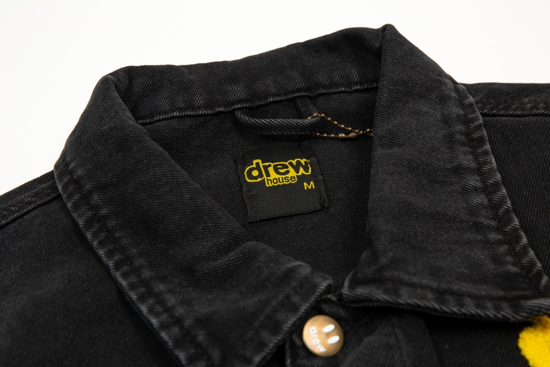 KL#8016 Drew House Cowboy Coat with Smiley Face Pattern in Black, 100% Cotton. - 图片 7