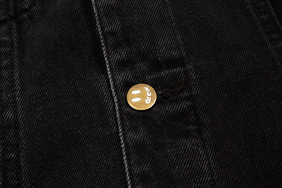 KL#8016 Drew House Cowboy Coat with Smiley Face Pattern in Black, 100% Cotton. - 图片 8