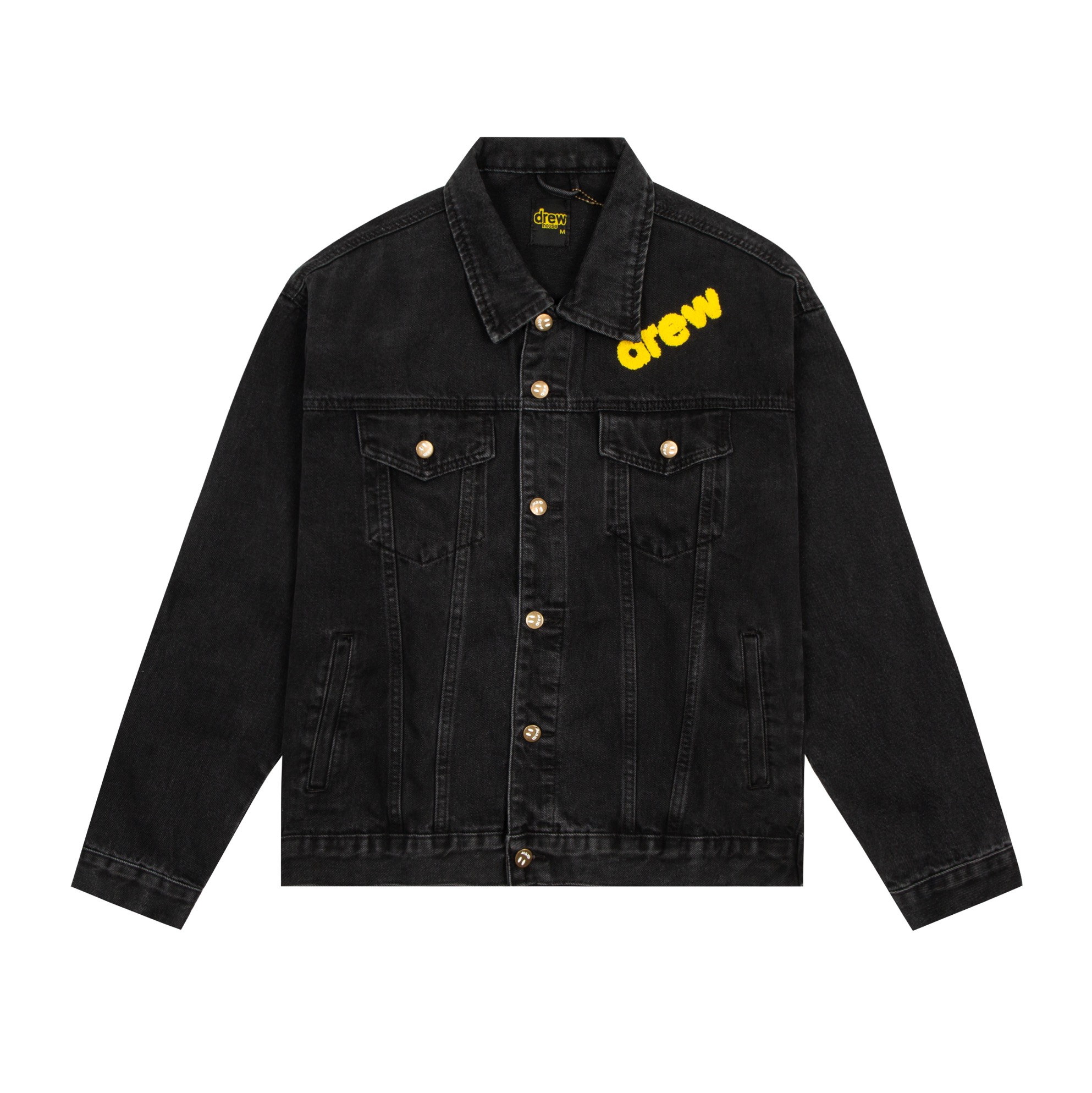 KL#8016 Drew House Cowboy Coat with Smiley Face Pattern in Black, 100% Cotton. - 图片 2