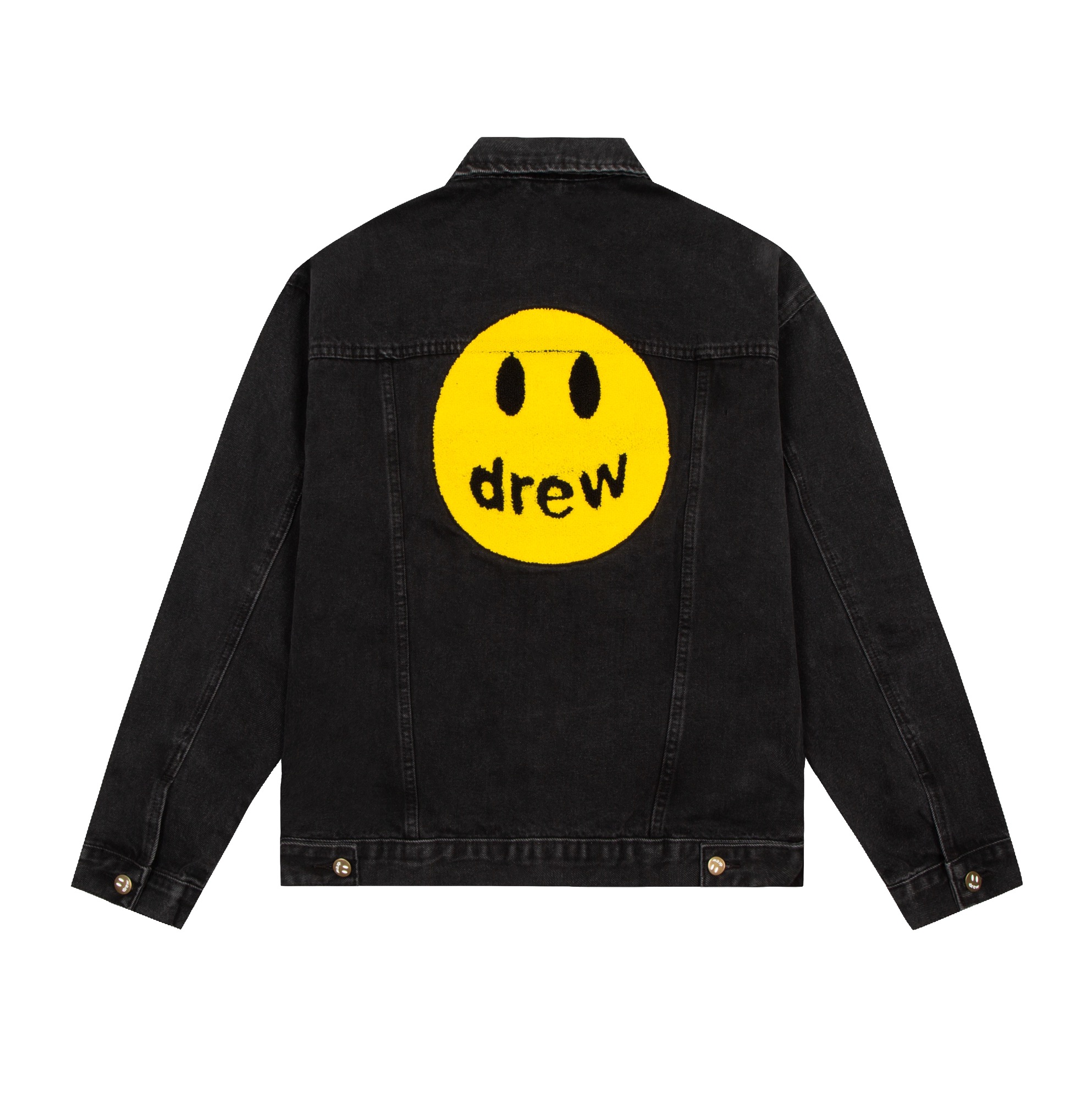 KL#8016 Drew House Cowboy Coat with Smiley Face Pattern in Black, 100% Cotton. - 图片 3