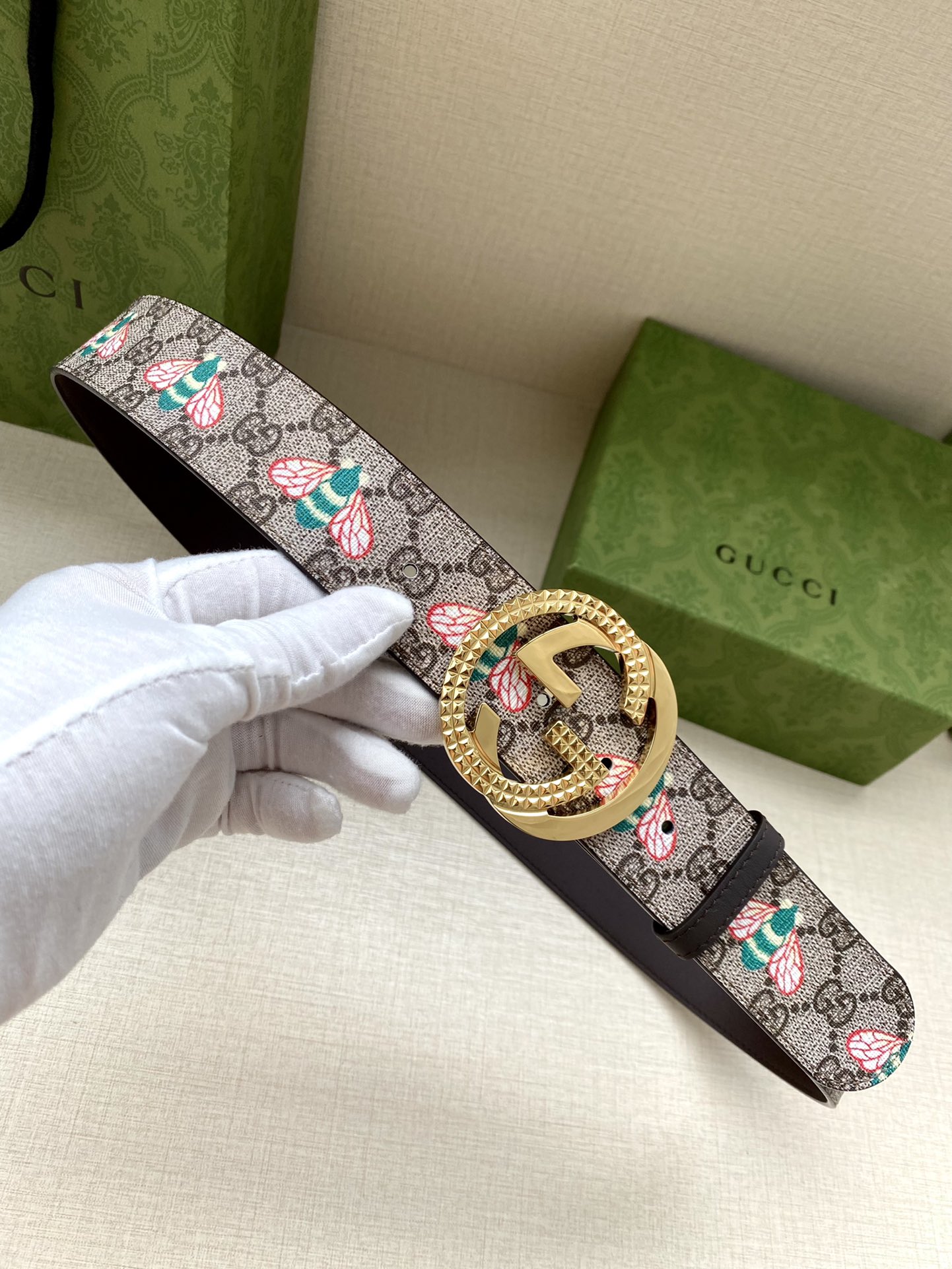 宽度4.0cmGUCCI蜜蜂图案是G