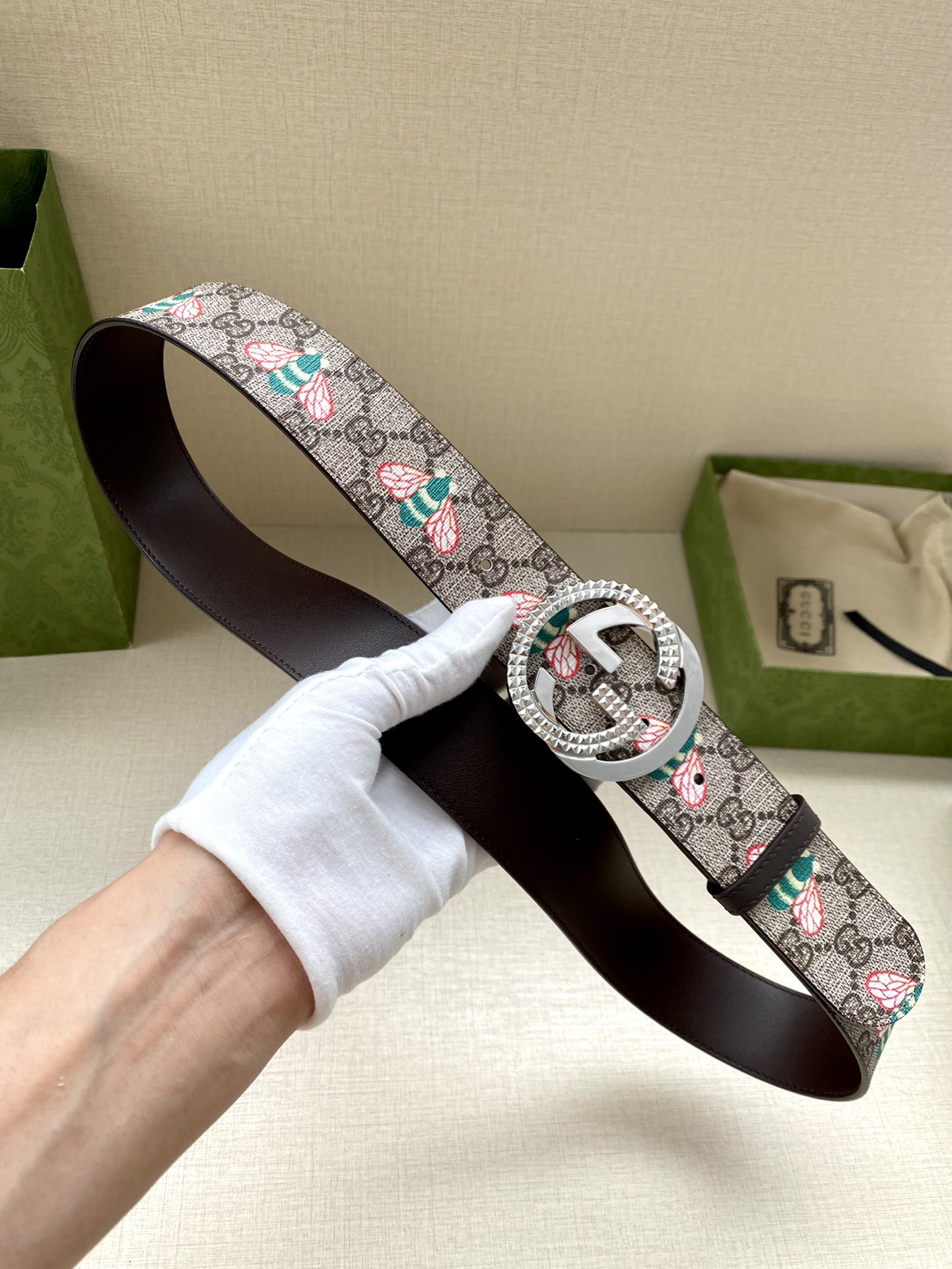 宽度4.0cmGUCCI蜜蜂图案是G