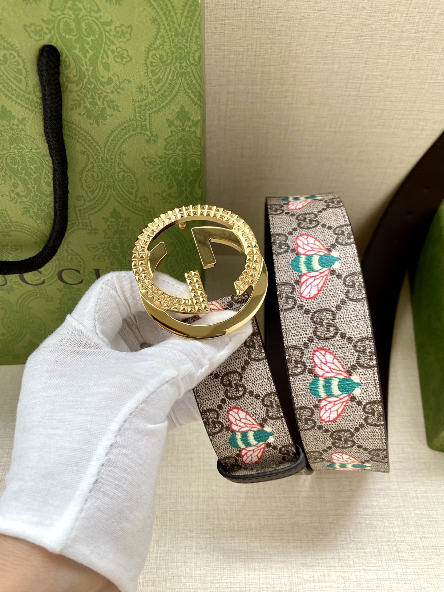 宽度4.0cmGUCCI蜜蜂图案是G