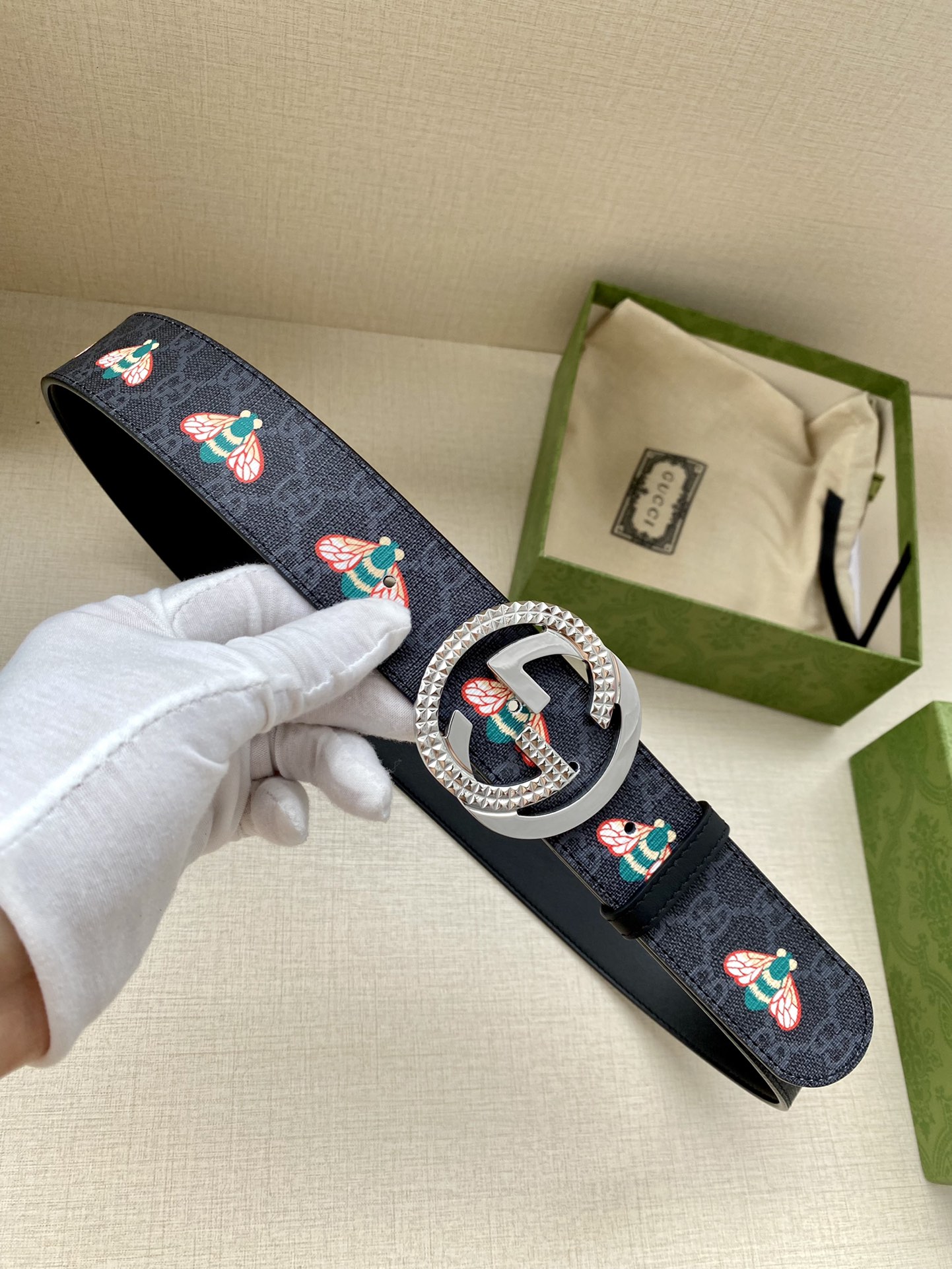 宽度4.0cmGUCCI蜜蜂图案是G