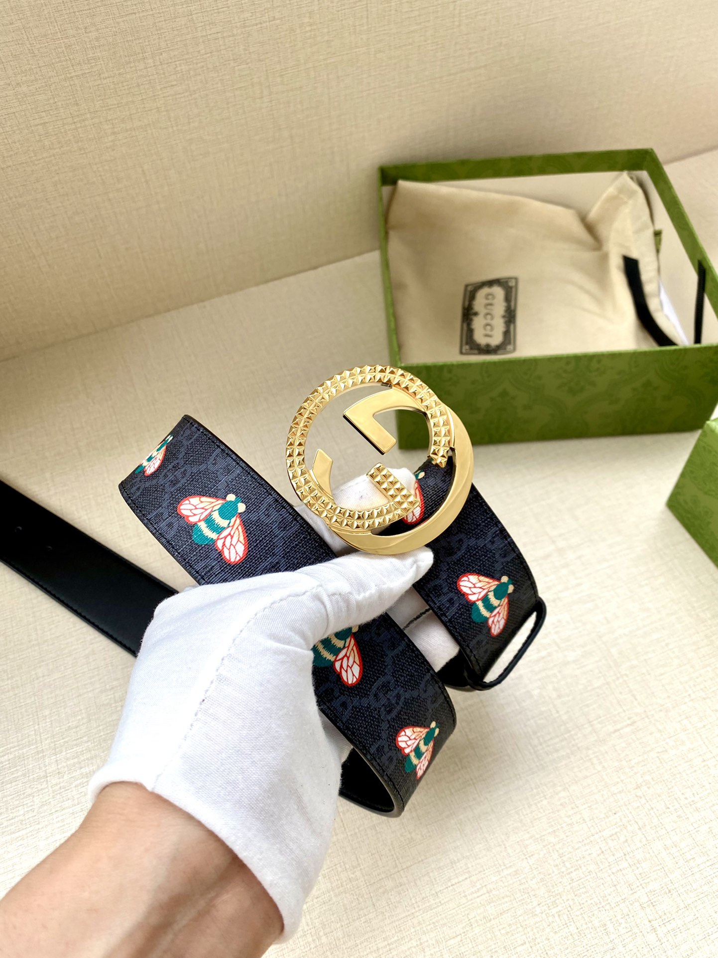 宽度4.0cmGUCCI蜜蜂图案是G