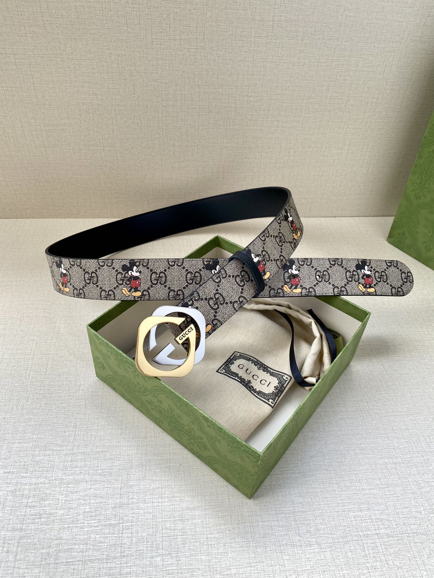 宽度4.0cmGUCCI米奇动漫图案