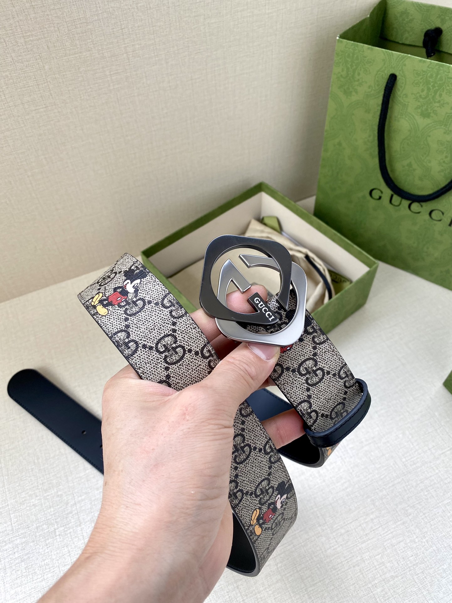 宽度4.0cmGUCCI米奇动漫图案