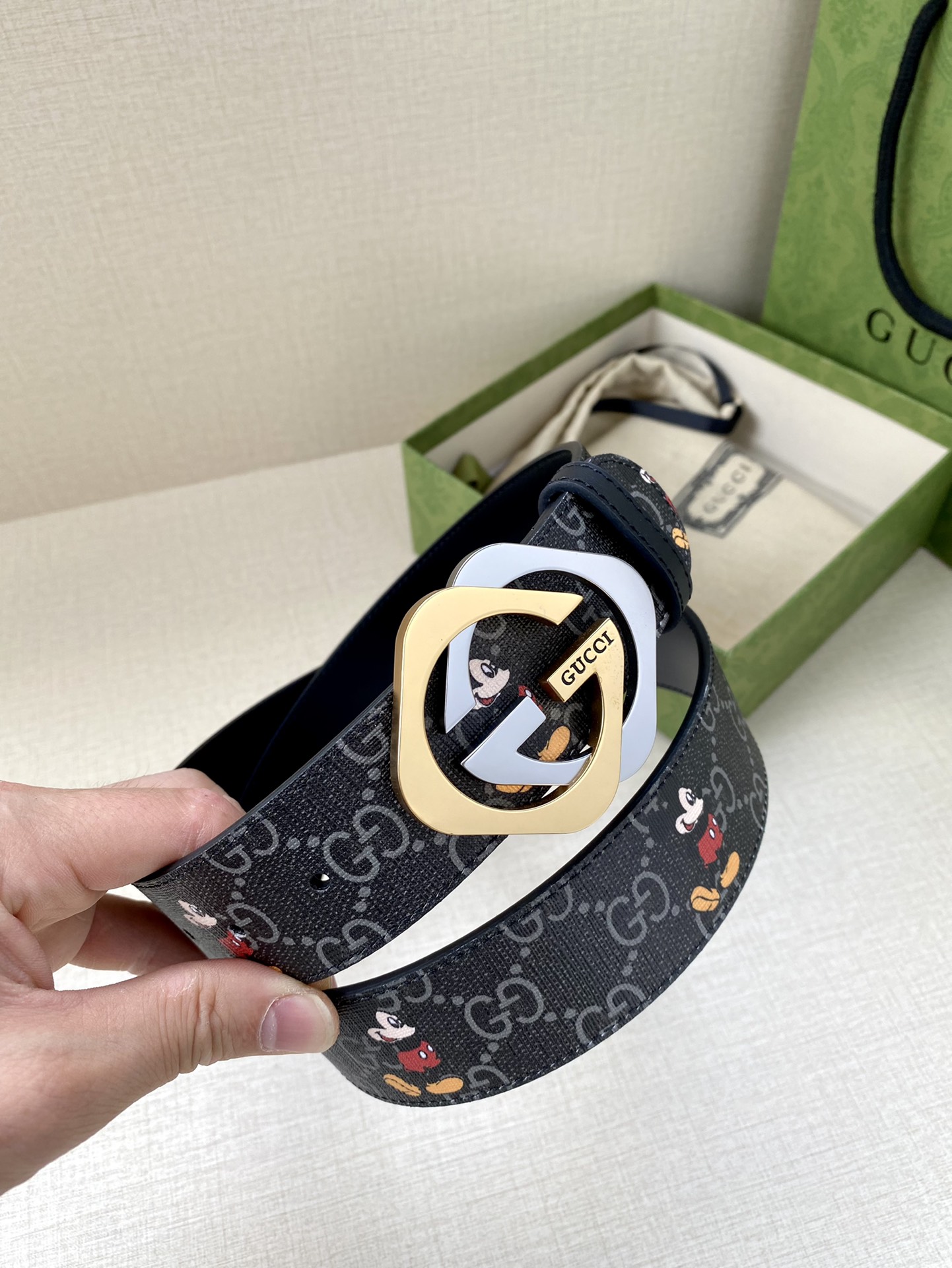 宽度4.0cmGUCCI米奇动漫图案