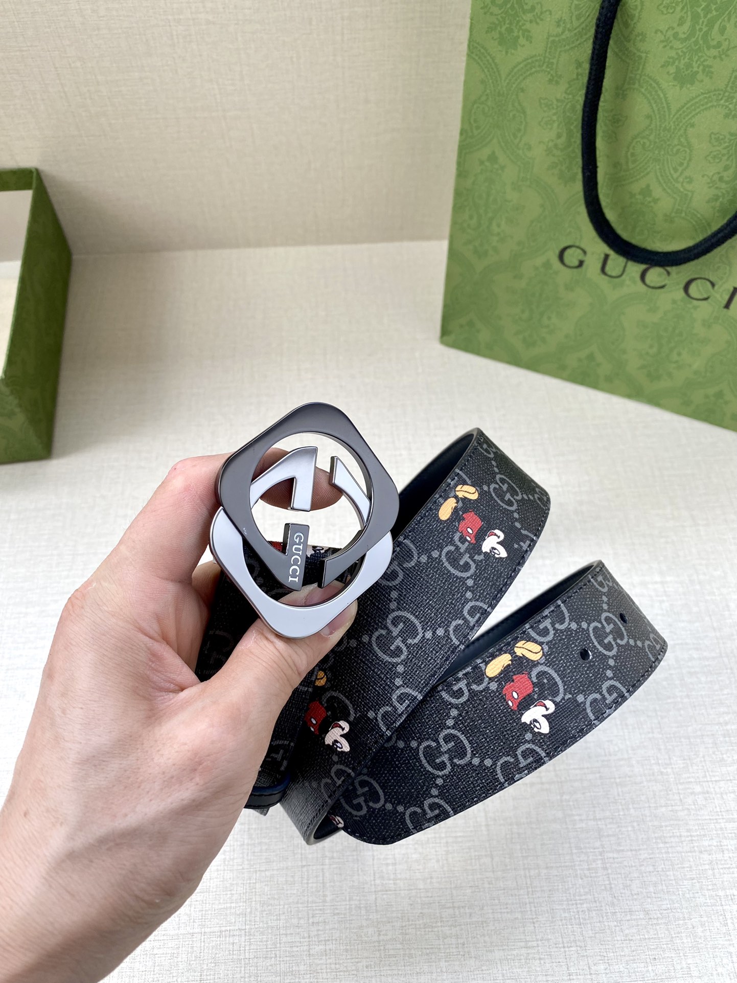 宽度4.0cmGUCCI米奇动漫图案