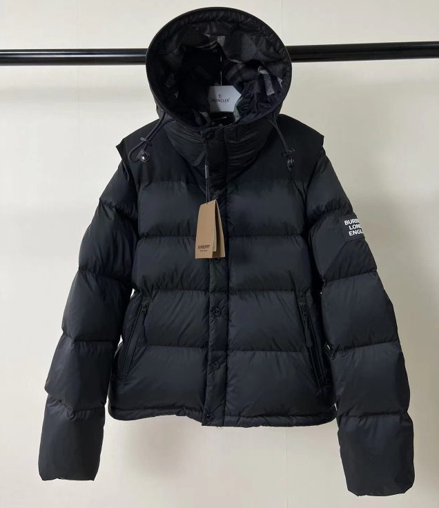 Guangzhou high-version Burberry Winter Coat, Zhou Dongyu same style. Colors: Black. Sizes: S to XXL.-Big cat