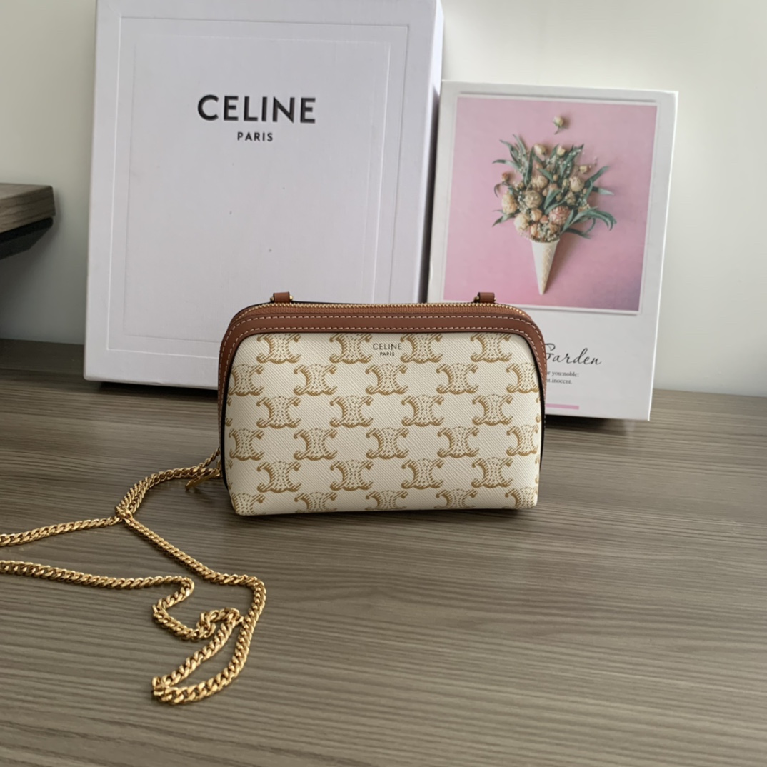 NO:183407,Genuine grade original leather version new product TRIOMPHE times sketch_white presbyterian chain bag_fashionable items various combinations are effortless, daily capacity is sufficient Model number 10E382 White material/brown Size 16-11-8 (with original packaging) One main compartment/chain locking model/capacity can be installed IPhone 11Pro, Celine, satchels19860909正品级 原厂皮版本 当季新品TRIOMPHE 时代速写_白色老花链条挎包_时尚单品 各种搭配不费力 日常容量妥妥够 款号10E382 白料/棕 尺寸16-11-8 (配原版包装) 一个主打隔层/链条锁闭款/容量可装IPhone 11Pro,赛琳,celine,satchels,Bag