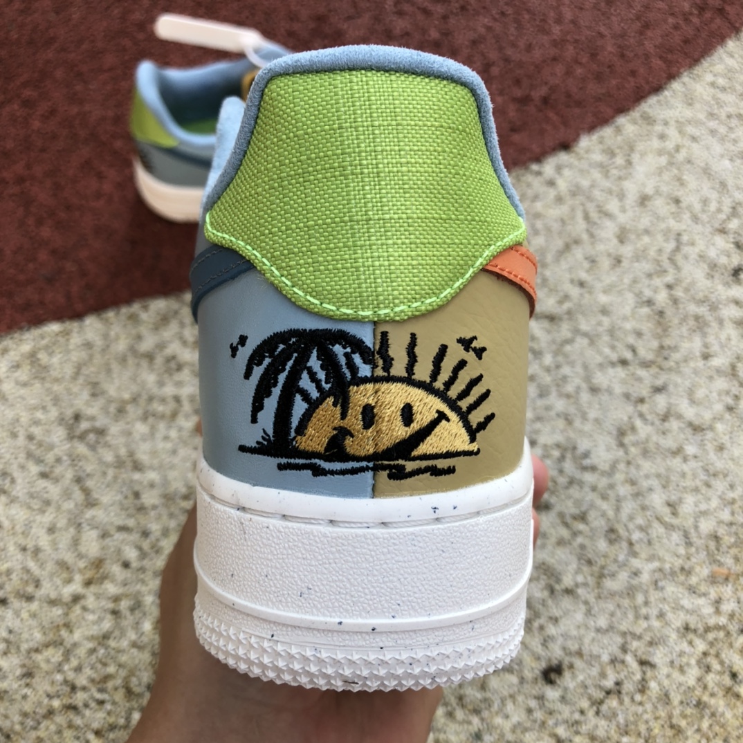 AF1白黄蓝low Nike Air Force 1 Fontanka 白黄蓝 笑脸 低帮休闲板鞋 DV2175 100