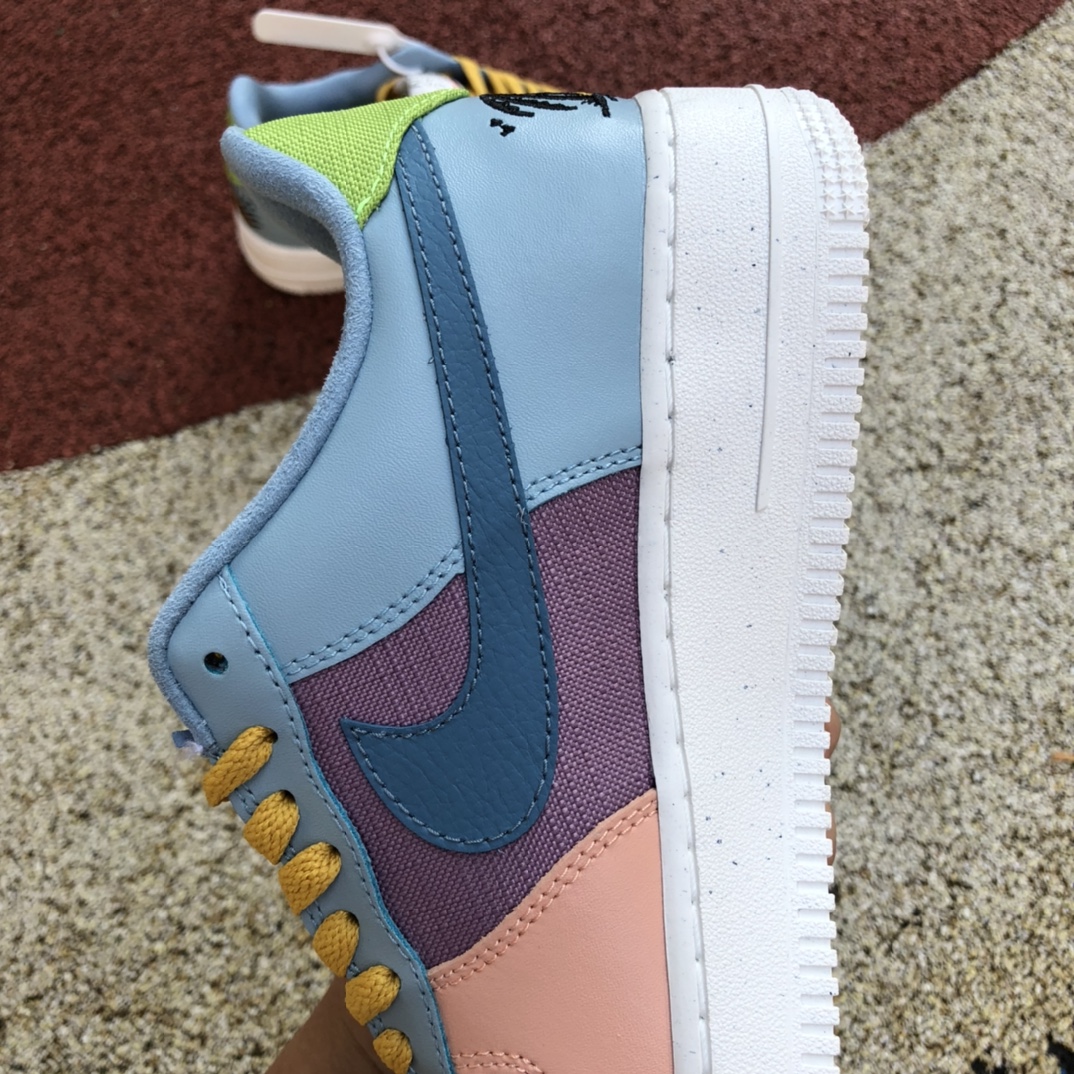 AF1白黄蓝low Nike Air Force 1 Fontanka 白黄蓝 笑脸 低帮休闲板鞋 DV2175 100