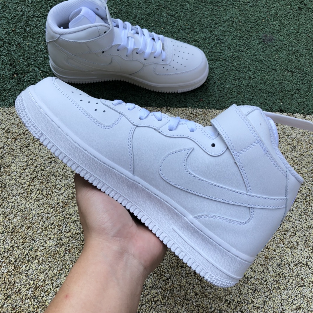 AF1纯白中帮 纯原版 Nike Air Force1空军一号AF1纯白男女休闲中高帮滑板鞋315123-111