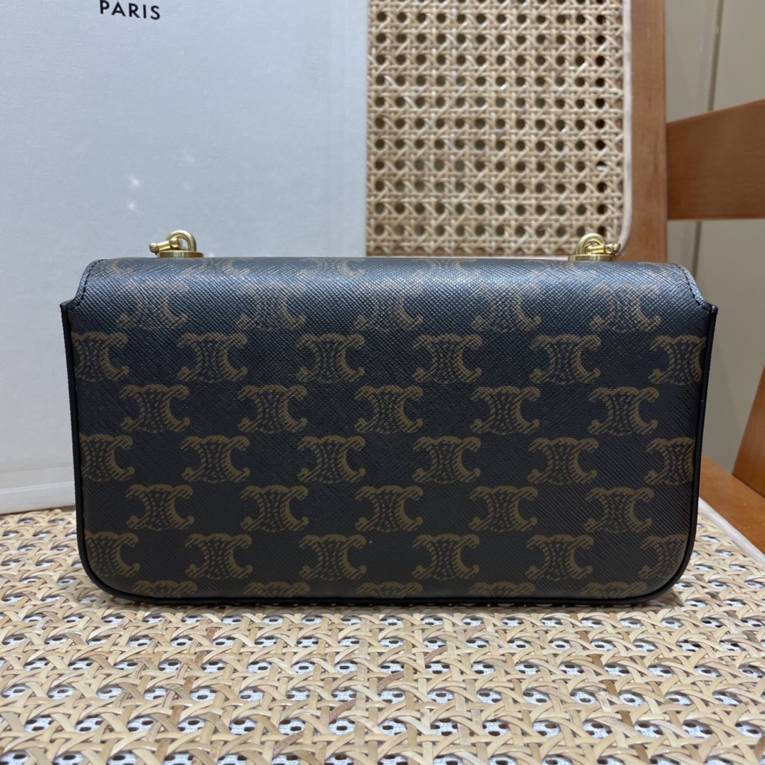 CELINE CHAIN SHOULDER 20.5CM BAG 197993老花/金扣