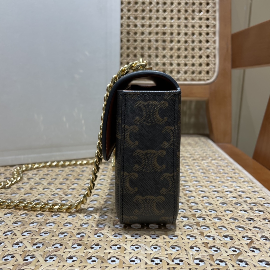 CELINE CHAIN SHOULDER 20.5CM BAG 197993老花/金扣