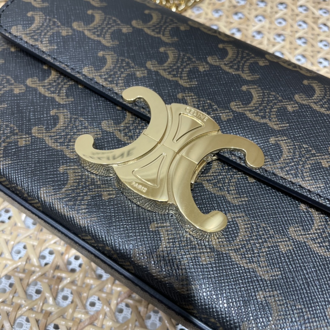 CELINE CHAIN SHOULDER 20.5CM BAG 197993老花/金扣