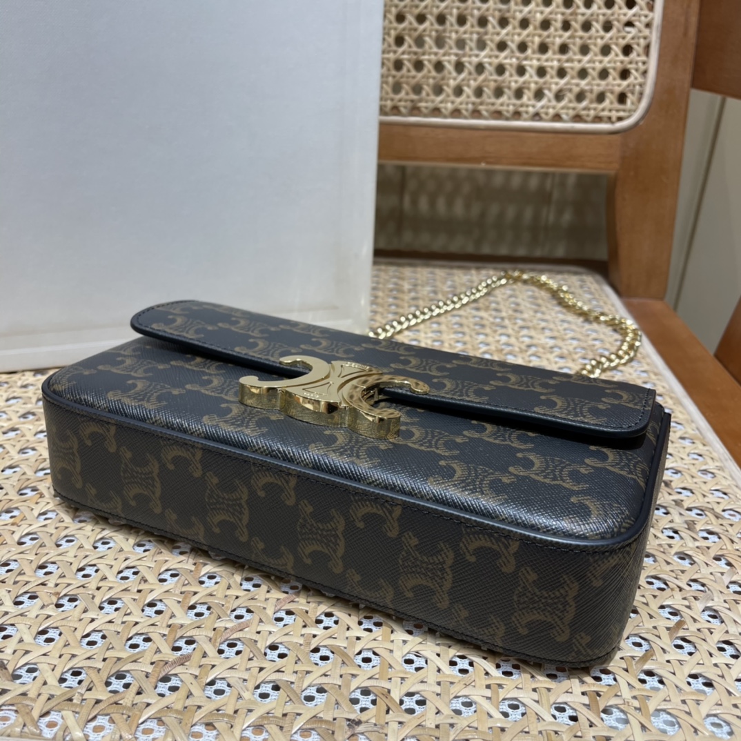 CELINE CHAIN SHOULDER 20.5CM BAG 197993老花/金扣