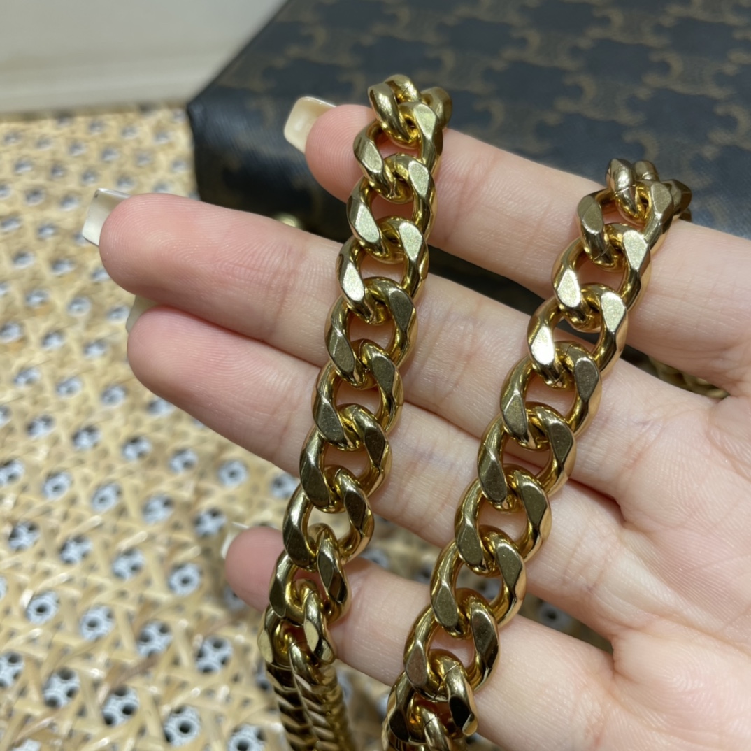 CELINE CHAIN SHOULDER 20.5CM BAG 197993老花/金扣